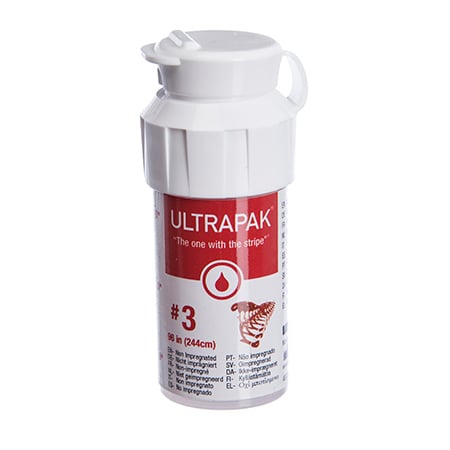 Ultrapak #3 Retraction Cord Plain Knitted, 8ft (244 cm) cord per bottle. #3 Large - 1.31 mm