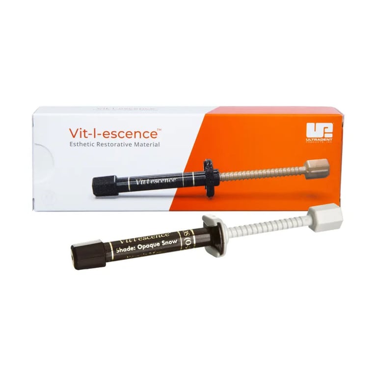 Vit-l-escence Light-Cure Composite Syringe, Opaque Snow, 2.5 mL, 1/Pk. Bis-GMA-based, radiopaque
