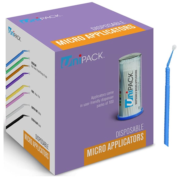 UniPack Micro Applicator Tips, Regular-Blue, 400/bx. Non-Linting, Non-Absorbent fiber tips