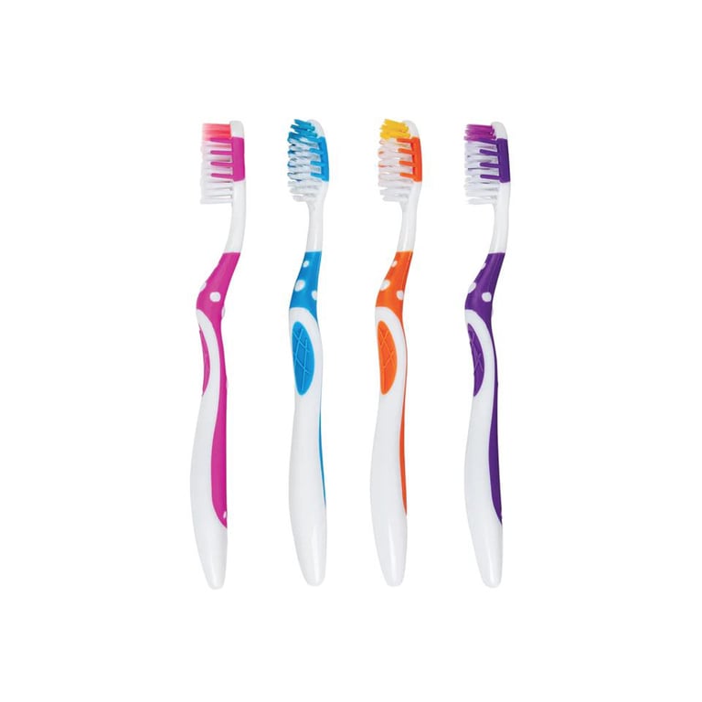 SmartSmile Adult Toothbrush, Soft, Assorted Colors, 72/Pk. Contour trimmed, rounded bristles