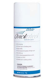 Quick Check Indicating Spray-White 75g Spray Can. No CFC's. Patented Spray Button with applicator
