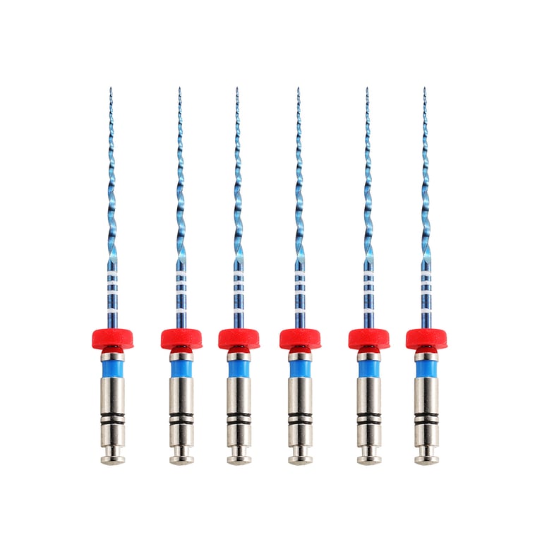 Vakker V Blue 21mm Taper 06 #30 NiTi Rotary Engine Files, 6/Pk. Blue color coded. Vortex Blue