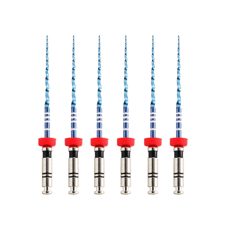 Vakker V Blue 21mm Taper 04 #40 NiTi Rotary Engine Files, 6/Pk. Black color coded. Vortex Blue