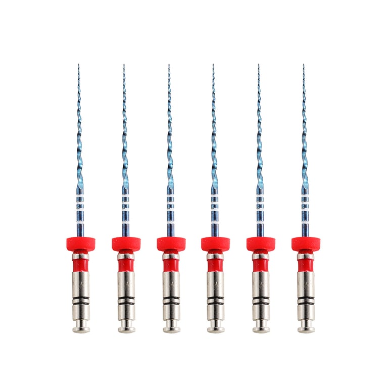 Vakker V Blue 21mm Taper 06 #25 NiTi Rotary Engine Files, 6/Pk. Red color coded. Vortex Blue