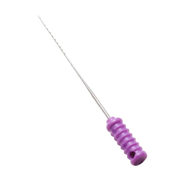 Vakker 25 mm Size #00 Stainless Steel Barbed Broaches, 10/Pkg. Purple Color-Coded Plastic Handle