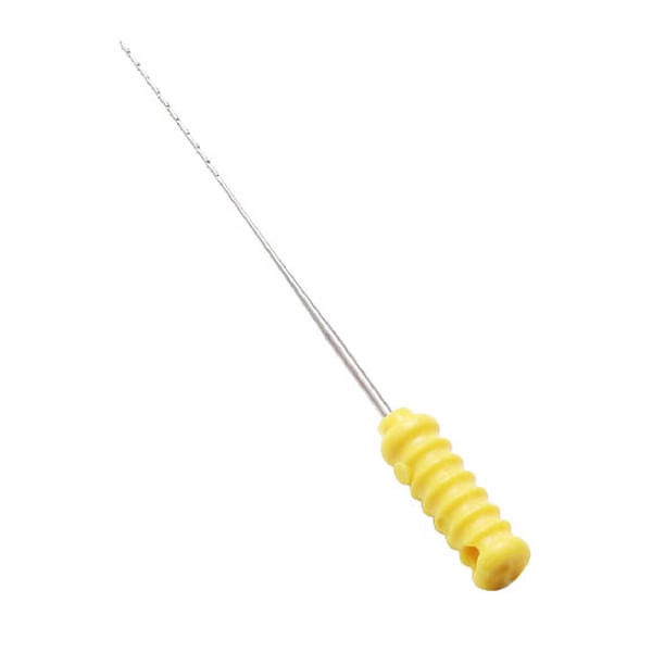 Vakker 25 mm Size #02 Stainless Steel Barbed Broaches, 10/Pkg. Yellow Color-Coded Plastic Handle