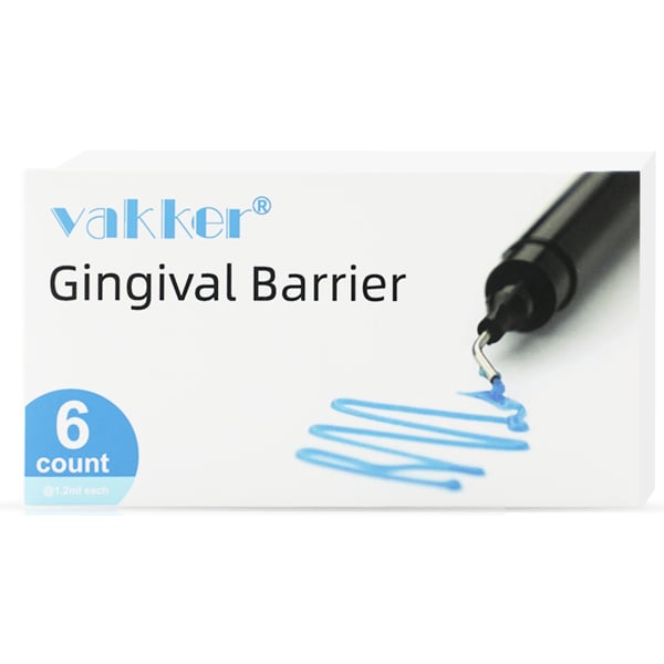 Vakker Light Curing Gingival Barrier Gel, Blue, 6 x 1.2g Syringes with Tips. Liquid Dam to protect