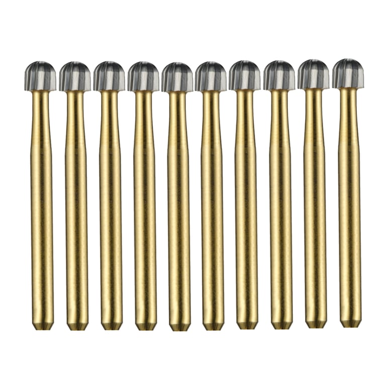 Vakker FG #7008 Round 12 Blade Trimming and Finishing Burs, 10/Pk. Overall length : 19mm, shank