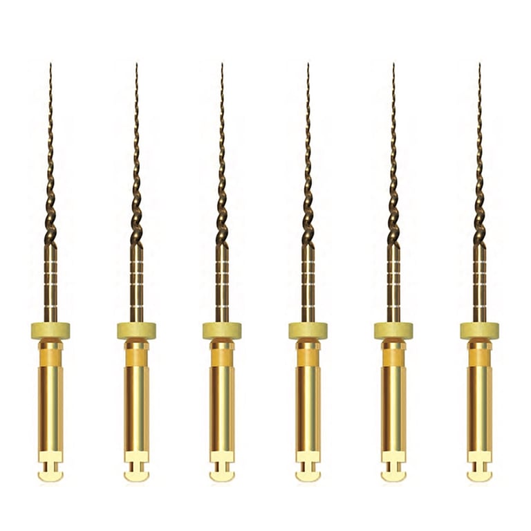 Vakker 21mm F1 V Taper Gold NiTi Rotary Engine Files, 6/Pk. Suitable for Protaper or Protaper Gold
