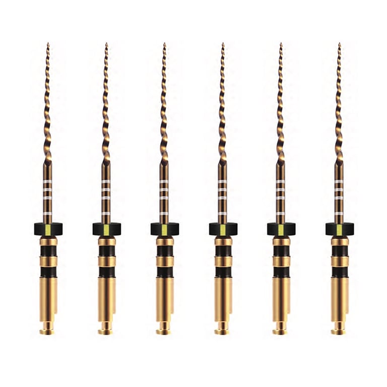 Vakker 21mm F4 V Taper Gold NiTi Rotary Engine Files, 6/Pk. Suitable for Protaper or Protaper Gold