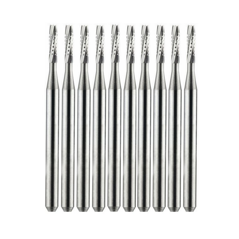 Vakker FG #557L Straight Fissure Crosscut Carbide Burs, 10/Pk. Overall length : 21mm, shank