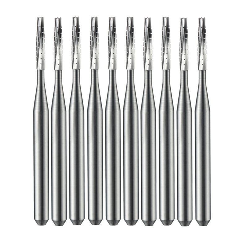 Vakker FG #700L Taper Fissure Crosscut Carbide Burs, 10/Pk. Overall length : 21mm, shank diameter