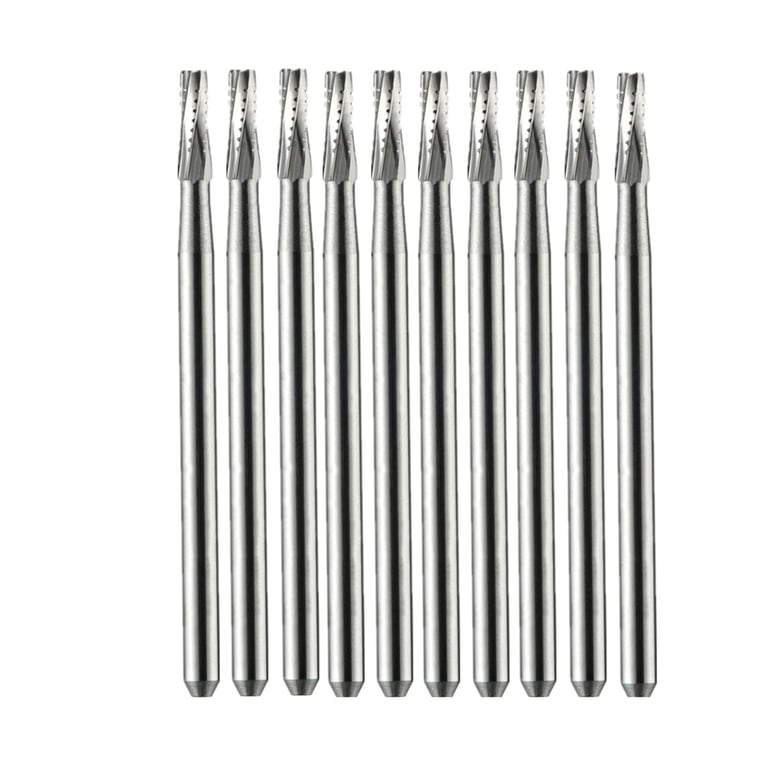 Vakker FG #702 SL (Surgical Length) Taper Fissure Crosscut Carbide Burs, 10/Pk. Overall length