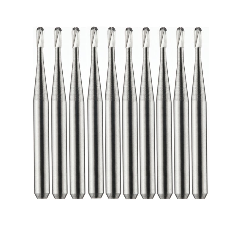 Vakker FG #330SS (Short Shank) Pear Shaped Carbide Burs, 10/Pk. Overall length : 16.5mm, shank