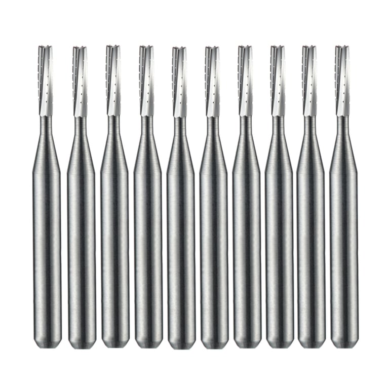 Vakker FG #556SS (Short Shank) Straight Fissure Crosscut Carbide Burs, 10/Pk. Overall length