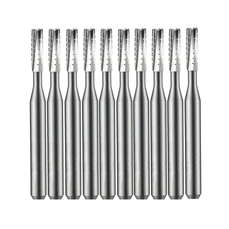 Vakker FG #558SS (Short Shank) Straight Fissure Crosscut Carbide Burs, 10/Pk. Overall length