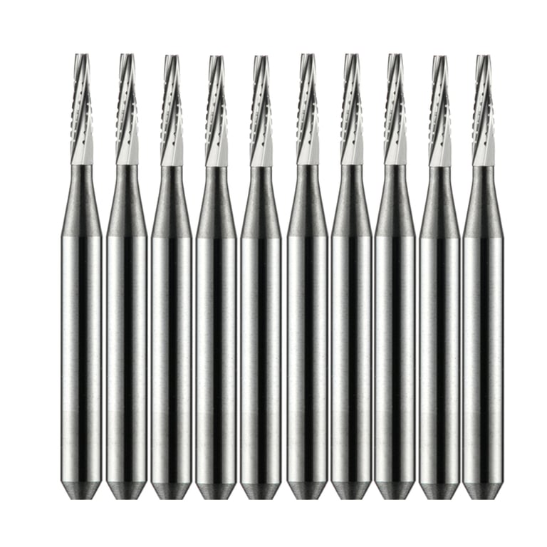 Vakker FG #700SS (Short Shank) Taper Fissure Crosscut Carbide Burs, 10/Pk. Overall length