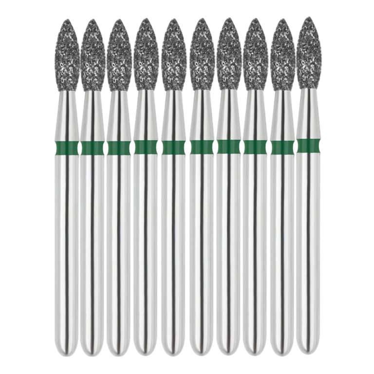 Vakker FG #368.016 Coarse Grit Pointed Football Shaped Diamond Burs, 10/Pk. 151µm, overall length