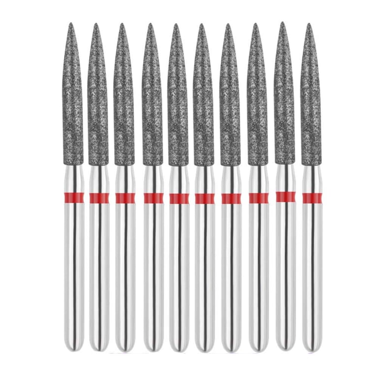 Vakker FG #863.016 Fine Grit Flame Shaped Diamond Bur, 10/Pk. 60µm, overall length : 24mm, head