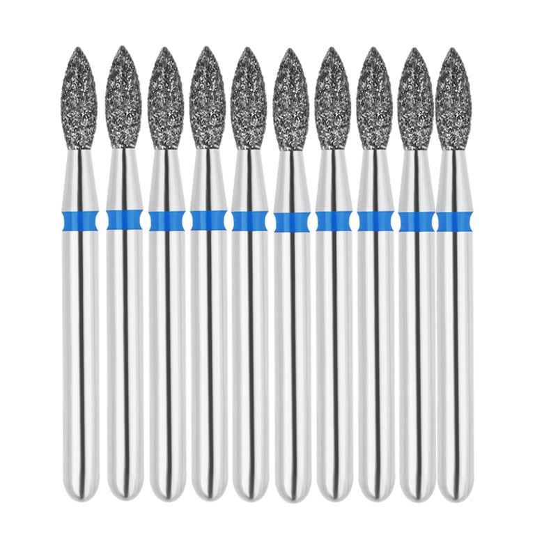 Vakker FG #368.016 Medium Grit Pointed Football Shaped Diamond Burs, 10/Pk. 125µm, overall length