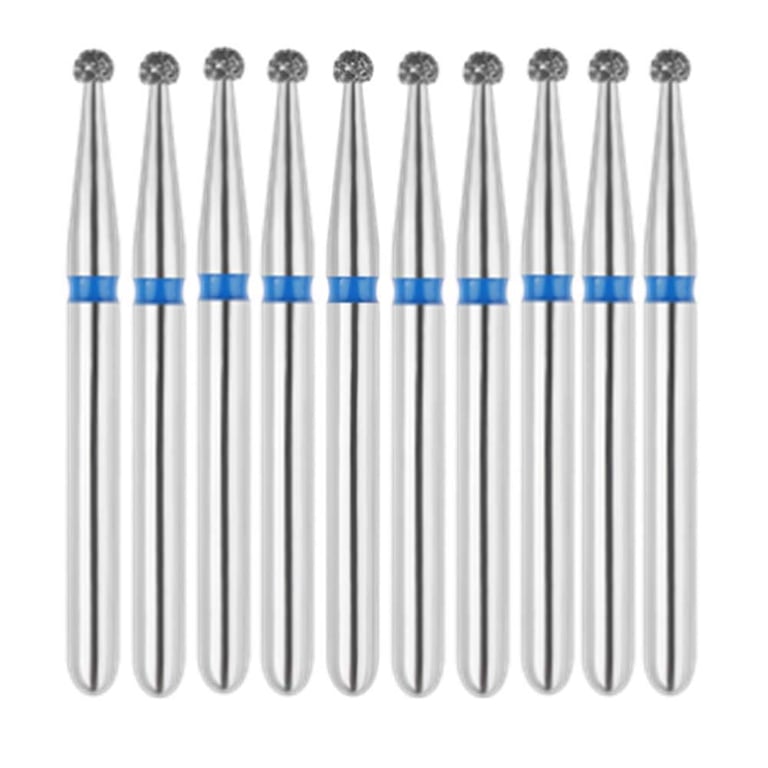 Vakker FG #801.012 Medium Grit Round Diamond Bur, 10/Pk. 125µm, overall length : 19mm, head
