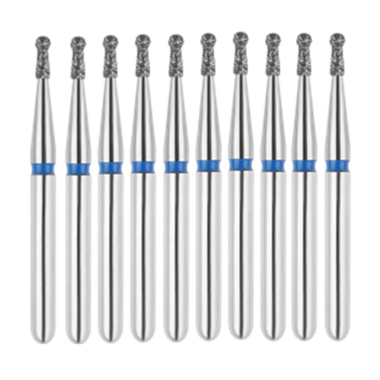 Vakker FG #802.009 Medium Grit Round with Collar Diamond Bur, 10/Pk. 125µm, overall length : 19mm