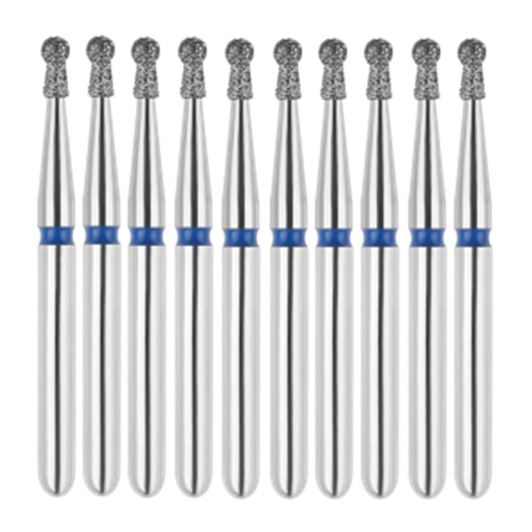 Vakker FG #802.012 Medium Grit Round with Collar Diamond Bur, 10/Pk. 125µm, overall length : 19mm