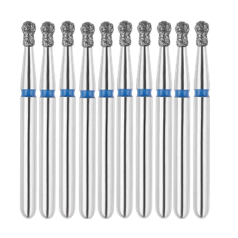 Vakker FG #802.014 Medium Grit Round with Collar Diamond Bur, 10/Pk. 125µm, overall length : 19mm