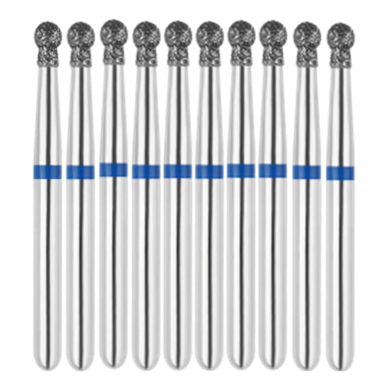Vakker FG #802.016 Medium Grit Round with Collar Diamond Bur, 10/Pk. 125µm, overall length : 19mm