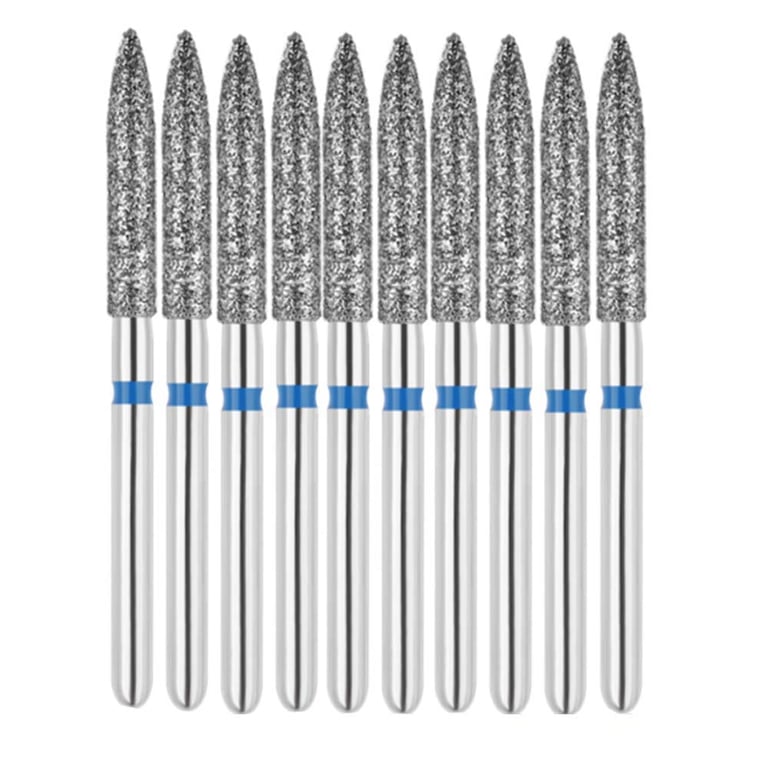 Vakker FG #863.018 Medium Grit Flame Shaped Diamond Bur, 10/Pk. 125µm, overall length : 24mm, head
