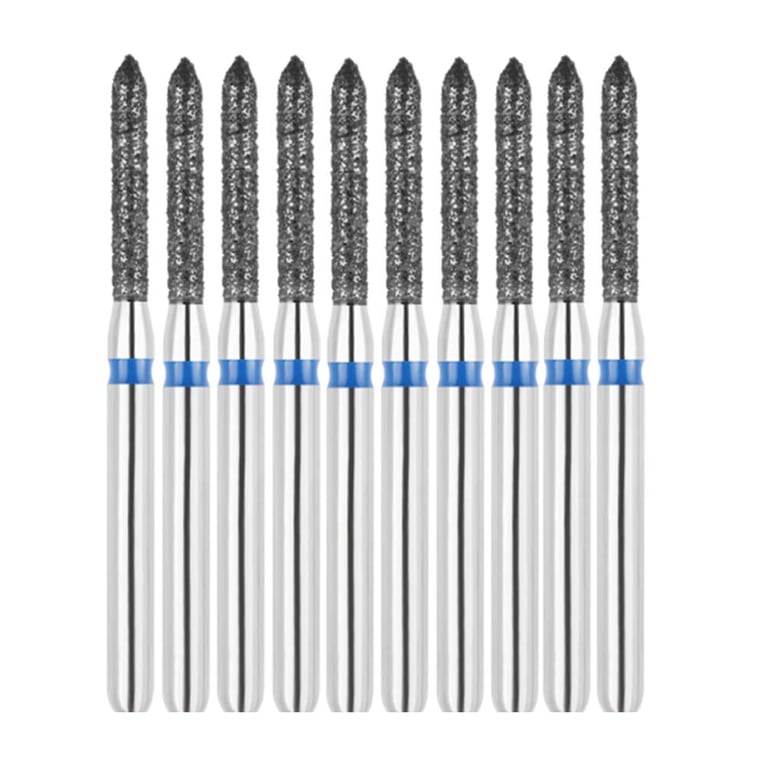 Vakker FG #878.012 Medium Grit Bevel Cylinder Diamond Bur, 10/Pk. 125µm, overall length : 21mm