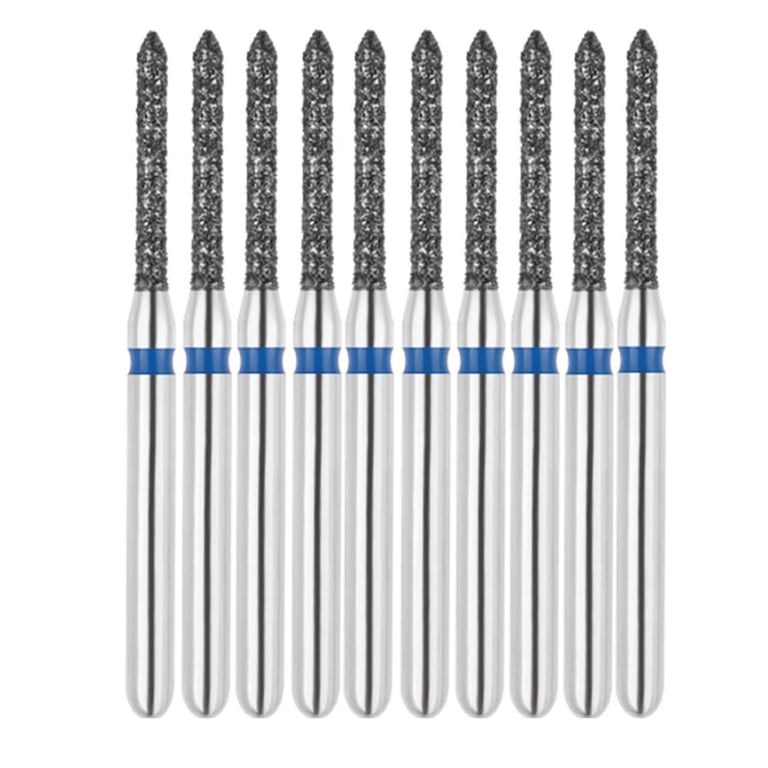Vakker FG #885.010 Medium Grit Bevel Cylinder Diamond Bur, 10/Pk. 125µm, overall length : 22mm