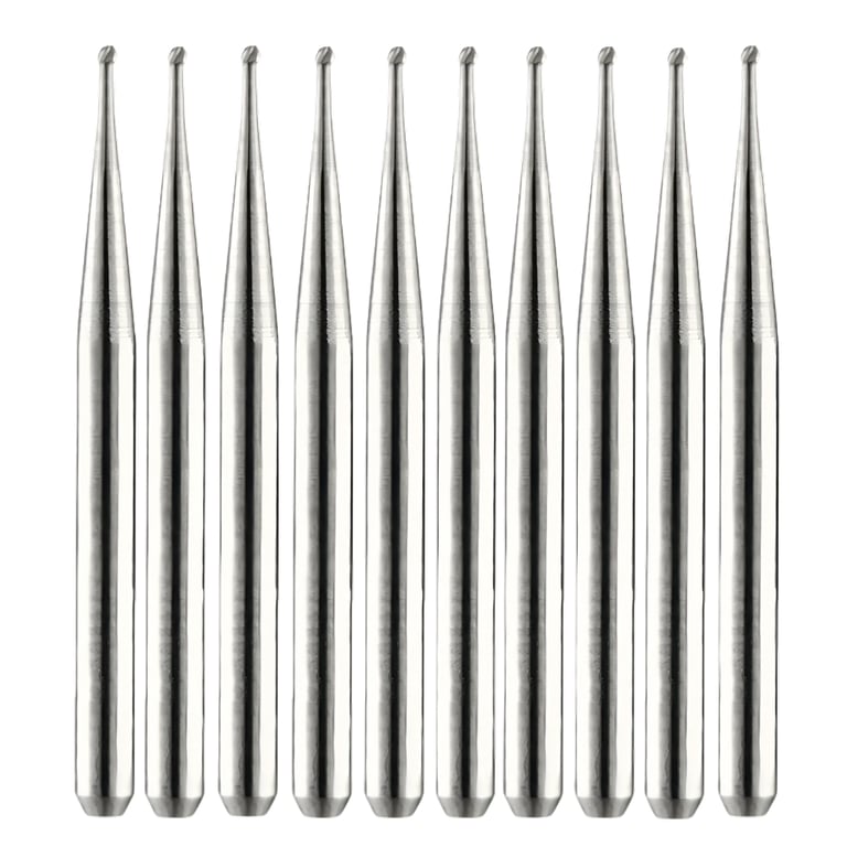 Vakker FG #1/2 Carbide Bur, 10/Pk. The burs feature a 1.6 mm shank diameter, a 0.6 mm head length