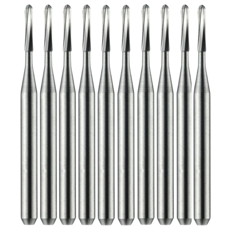 Vakker FG #1156 Carbide Bur, 10/Pk. The burs feature a 1.6 mm shank diameter, a 3.8 mm head