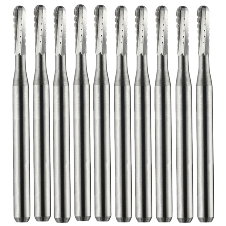 Vakker FG #1558 Carbide Bur, 10/Pk. The burs feature a 1.6 mm shank diameter, a 4.1 mm head