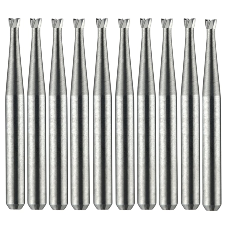 Vakker FG #35 SS Carbide Bur, Short Shank, 10/Pk. The burs feature a 1.6 mm shank diameter, a 1.0