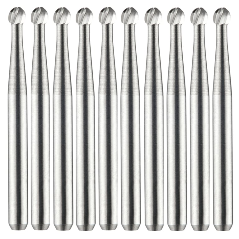 Vakker FG #4 SS Carbide Bur, Short Shank, 10/Pk. The burs feature a 1.6 mm shank diameter, a 1.4