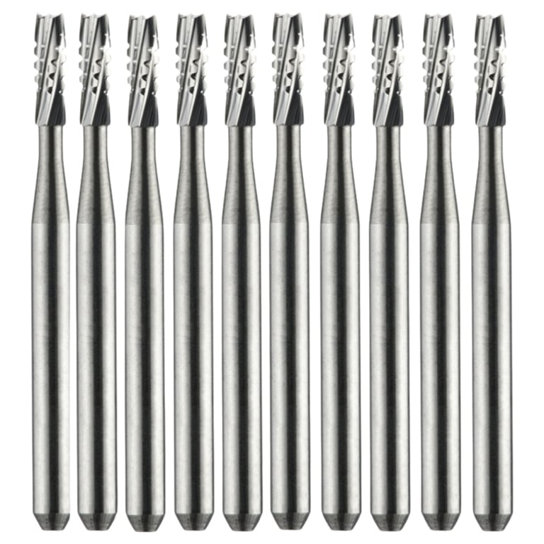 Vakker FG #558 Carbide Bur, 10/Pk. The burs feature a 1.6 mm shank diameter, a 4.2 mm head length