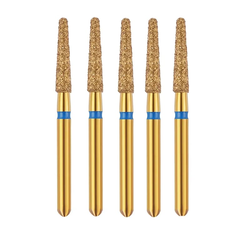 Vakker FG #856.018 Medium Grit Round End Taper Zirconia Diamond Burs, 5/Pk. 125µm, overall length