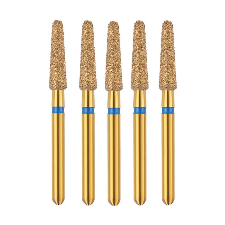 Vakker FG #856.021 Medium Grit Round End Taper Zirconia Diamond Burs, 5/Pk. 125µm, overall length