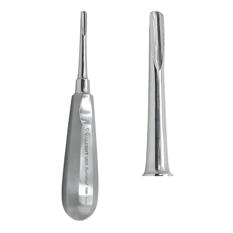 Valdent USA 5.00mm Dental Surgical Root Elevator w/ serrated tips, 1/Pk. The straight-tip design