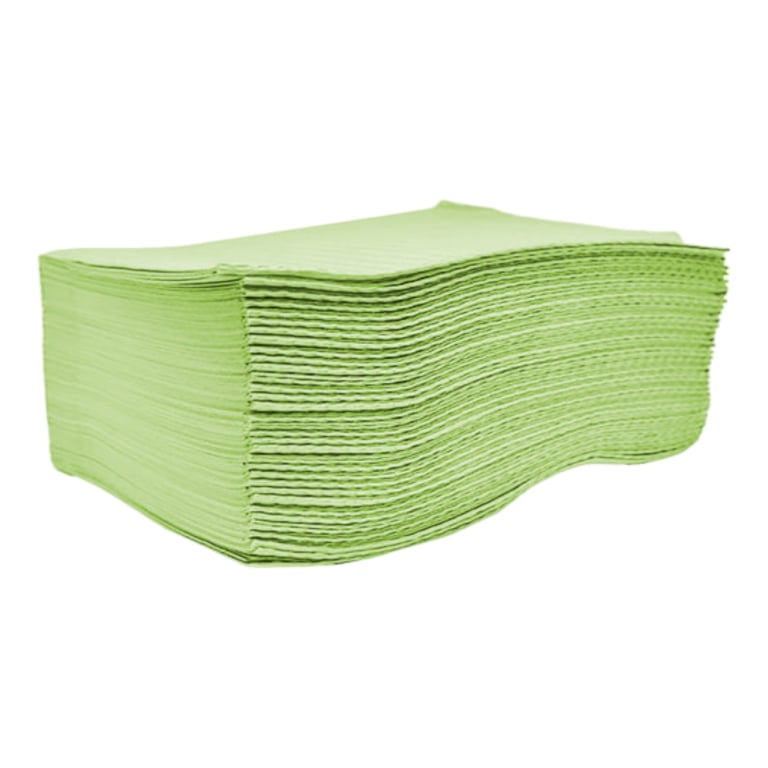 Valdent USA 13" x 18" Patient Bibs, 2-Ply Paper/1-Ply Poly, Green, 500/Case. Plain rectangle
