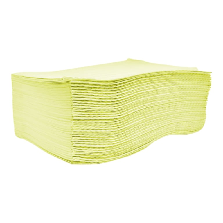 Valdent USA 13" x 18" Patient Bibs, 2-Ply Paper/1-Ply Poly, Yellow, 500/Case. Plain rectangle