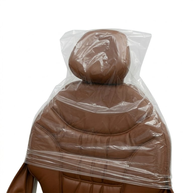 Valdent USA 27.5" x 24" Half Chair Sleeve, Clear, 225/Pk. Features a disposable clear plastic