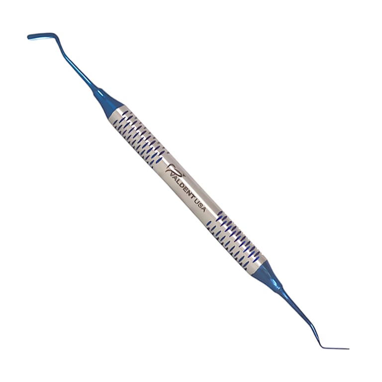 Valdent USA #4 Stainless Steel Double-End Plastic Filling Instrument, 1/Pk. Blue coated tips