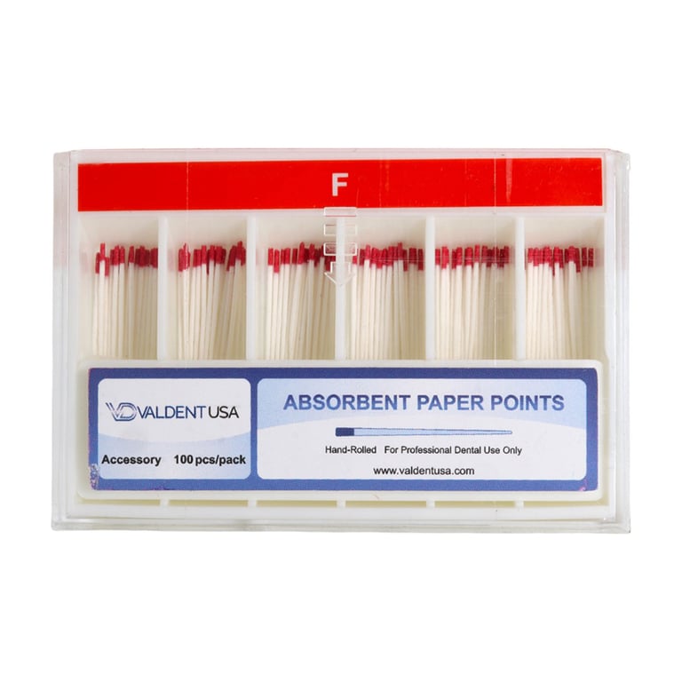 Valdent USA Fine Absorbent Paper Points, Red, 100/Pk. Made from specially formulated, highly