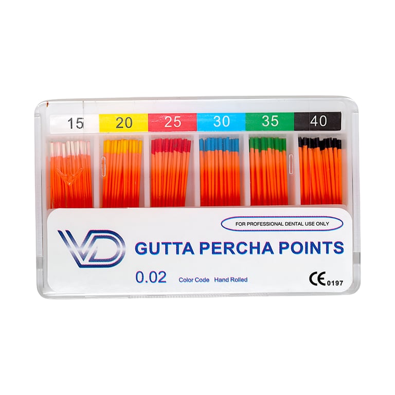 Valdent USA Gutta Percha Points, Assorted #15-40, Taper Size 0.02, Color Coded, 60/Pk. Includes