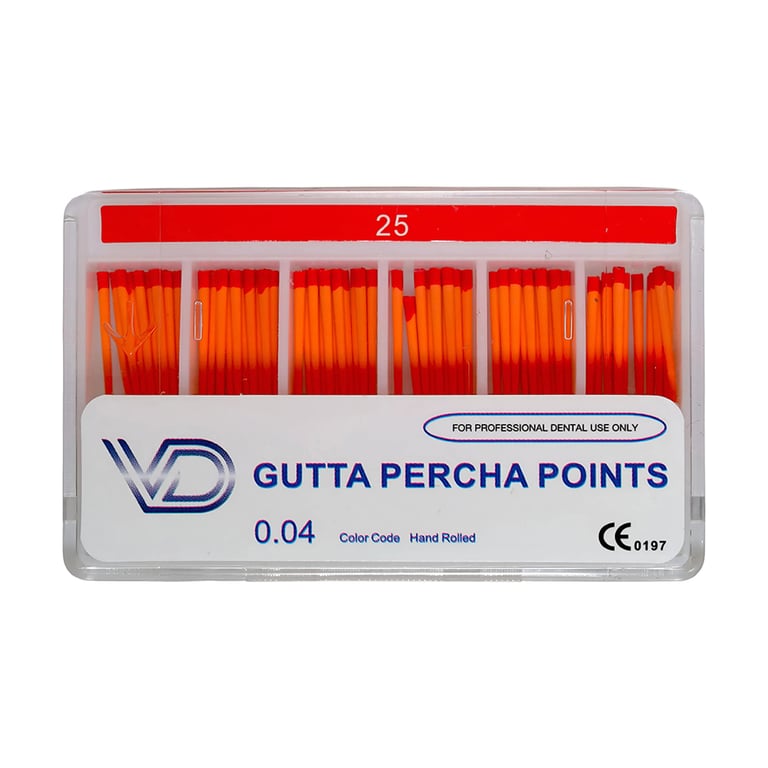 Valdent USA Gutta Percha Points, #25, Taper Size 0.04, Color Coded, 60/Pk