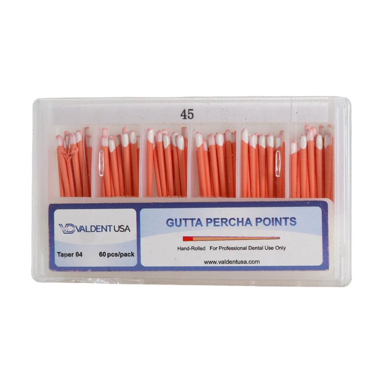 Valdent USA Gutta Percha Points, #45, Taper Size 0.04, Color Coded, 60/Pk