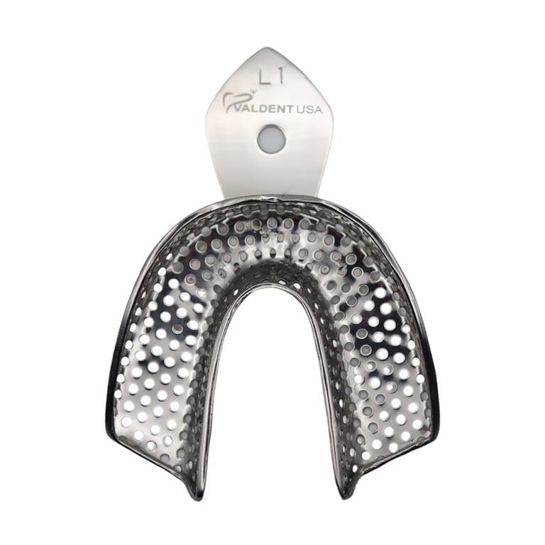 Valdent USA #1 Lower Full Arch Perforated Stainless Steel Impression Tray, 1/Pk